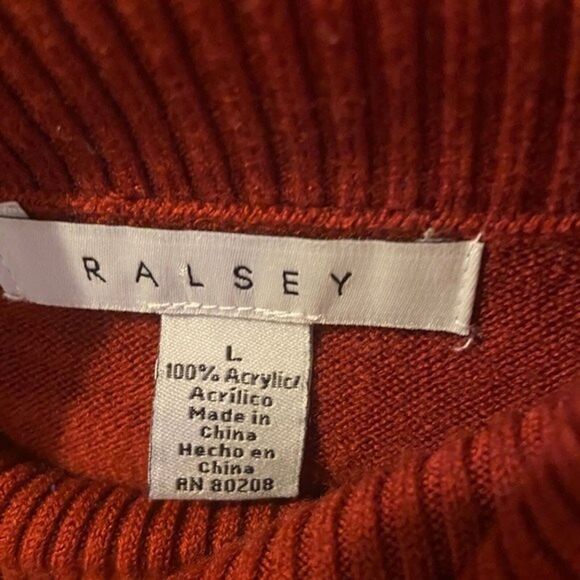 RALSEY Sweater Womens Large Cowl Neck Tunic red cozy soft drapey relaxed boho - Picture 3 of 6